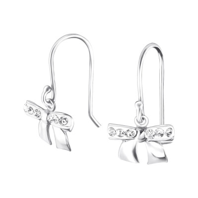 Bow Sterling Silver Earrings with Crystal
