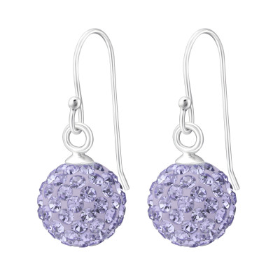 Silver Crystal Ball Earrings with Crystal