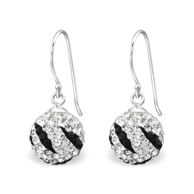 Silver Crystal Ball Earrings with Crystal