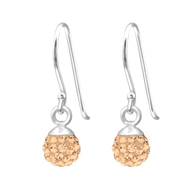 Silver Crystal Ball Earrings with Crystal