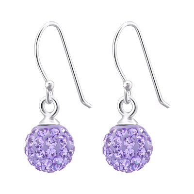 Silver Crystal Ball Earrings with Crystal