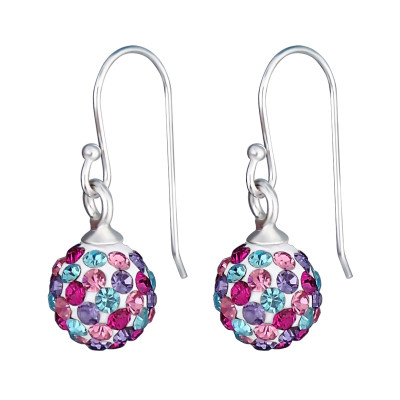 Silver Crystal Ball Earrings with Crystal