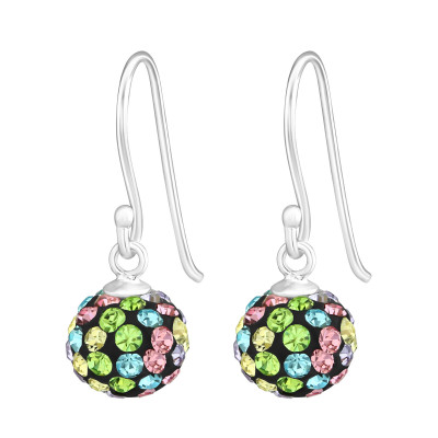 Silver Crystal Ball Earrings with Crystal