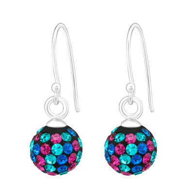 Crystal Ball Sterling Silver Earrings with Crystal