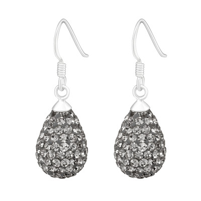 Silver Drop Earrings with Crystal