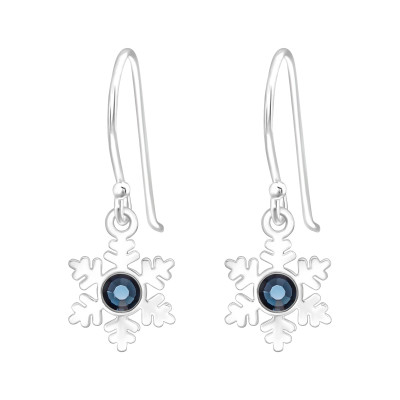 Silver Laser Cut Flower Earrings with Crystal