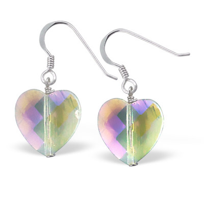 Dangly Hearts Sterling Silver Crystal Earrings