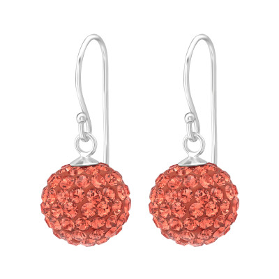 Crystal Ball Sterling Silver Earrings with Crystal