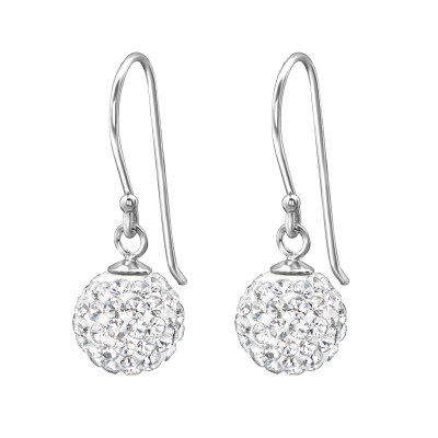 Crystal Ball Sterling Silver Earrings with Crystal