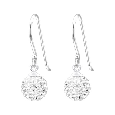 Silver 8mm Round Earrings with Crystal
