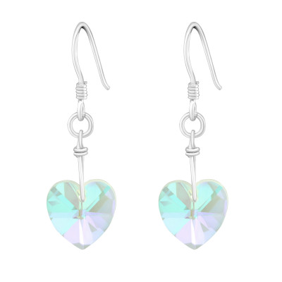 Silver Hearts Earrings with Crystal