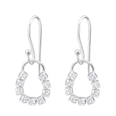 Horseshoe Sterling Silver Earrings with Crystal