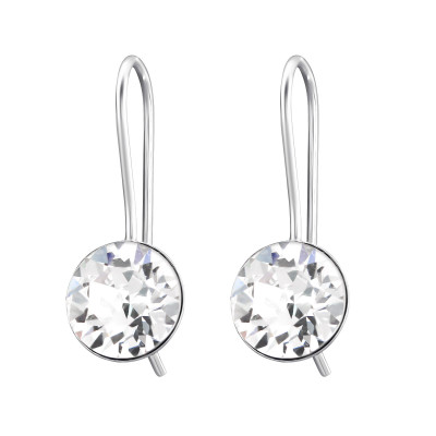 Silver Round Earrings with Crystal