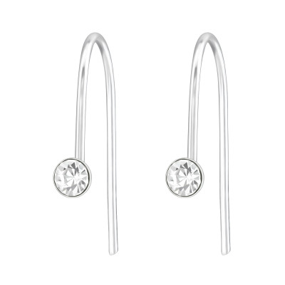 Silver Round Earrings with Crystal