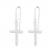 Cross Sterling Silver Earrings with Crystal