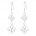 Silver Hanging Squares Earrings with Cubic Zirconia