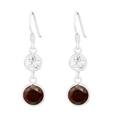 Silver Hanging Circles Earrings with Cubic Zirconia