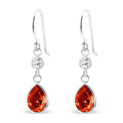 Tear Drop Sterling Silver Earrings with Cubic Zirconia