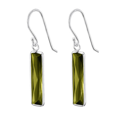 Silver Rectangle Earrings with Cubic Zirconia