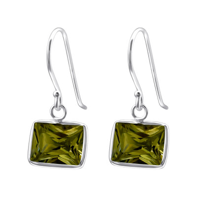 Silver Rectangle Earrings with Cubic Zirconia