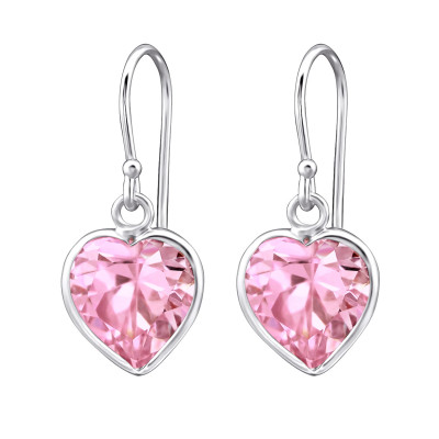 Silver Heart Earrings with Cubic Zirconia