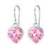 Silver Heart Earrings with Cubic Zirconia