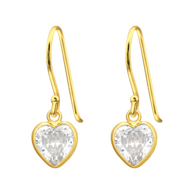 Silver Heart Earrings with Cubic Zirconia