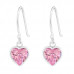 Silver Heart Earrings with Cubic Zirconia