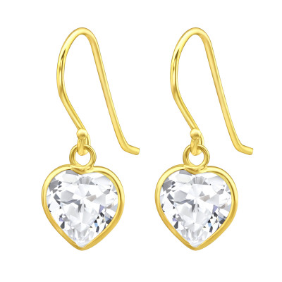 Silver Heart Earrings with Cubic Zirconia