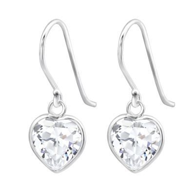 Silver Heart Earrings with Cubic Zirconia