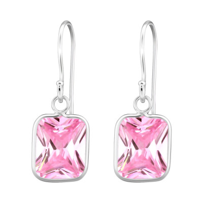 Silver Rectangle Earrings with Cubic Zirconia