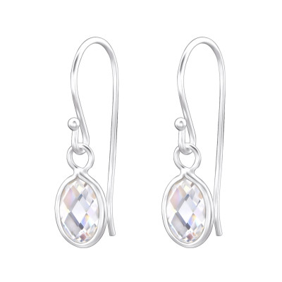 Oval Sterling Silver Earrings with Cubic Zirconia