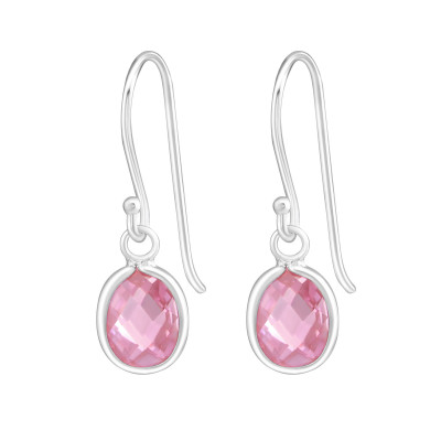 Silver Oval Earrings with Cubic Zirconia