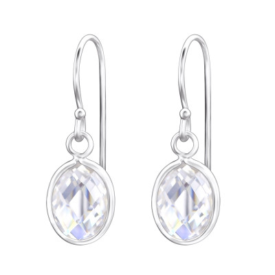 Oval Sterling Silver Earrings with Cubic Zirconia