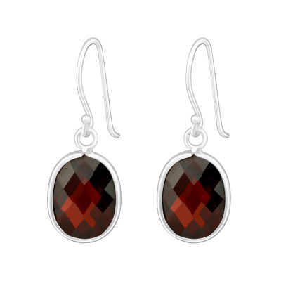 Silver Oval Earrings with Cubic Zirconia