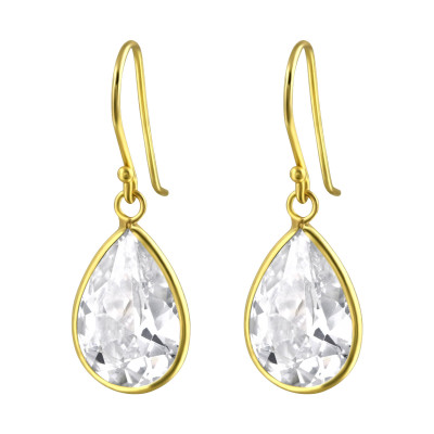 Silver Tear Drop Earrings with Cubic Zirconia