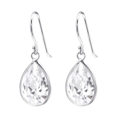 Silver Tear Drop Earrings with Cubic Zirconia