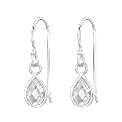 Silver Pear Earrings with Cubic Zirconia