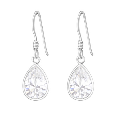 Pear Sterling Silver Earrings with Cubic Zirconia