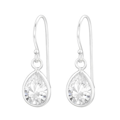 Pear Sterling Silver Earrings with Cubic Zirconia