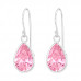 Silver Pear Earrings with Cubic Zirconia