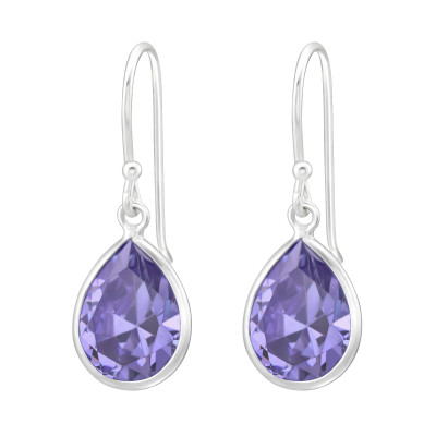 Tear Drop Sterling Silver Earrings with Cubic Zirconia