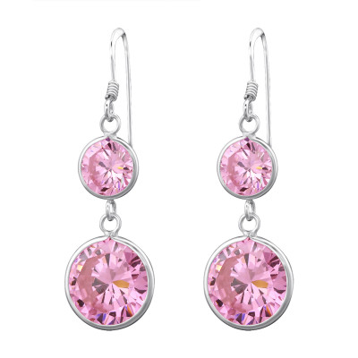 Round Sterling Silver Earrings with Cubic Zirconia