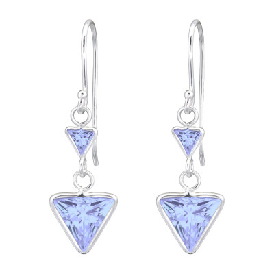 Silver Double Triangle Earrings with Cubic Zirconia