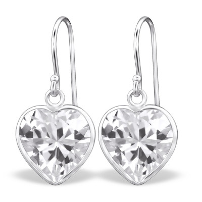 Heart Sterling Silver Earrings with Cubic Zirconia