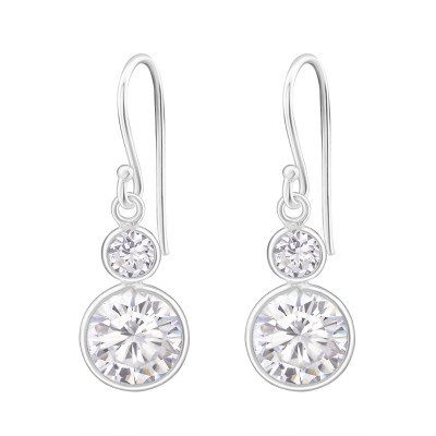 Silver Hanging Circles Earrings with Cubic Zirconia
