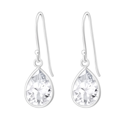 Silver Pear Cubic Zirconia Earrings