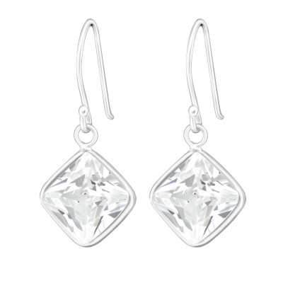 Silver Square Earrings with Cubic Zirconia