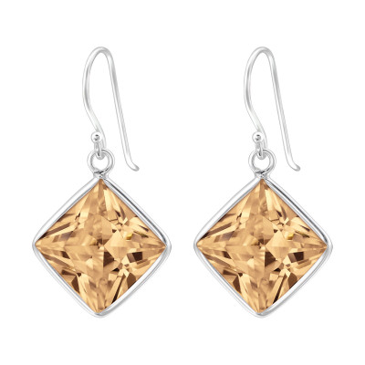 Silver Square Earrings with Cubic Zirconia