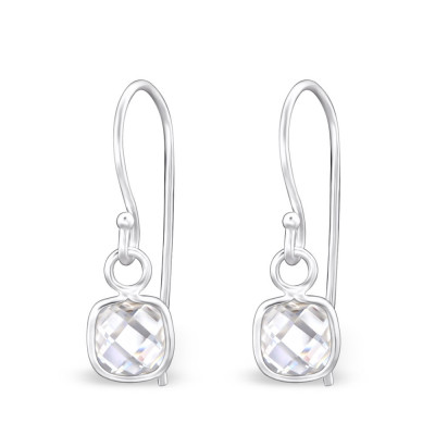 Square Sterling Silver Earrings with Cubic Zirconia